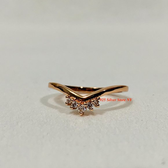 Pandora Rose Gold Tiara Wishbone Ring 188282 CZ - Picture 6 of 8